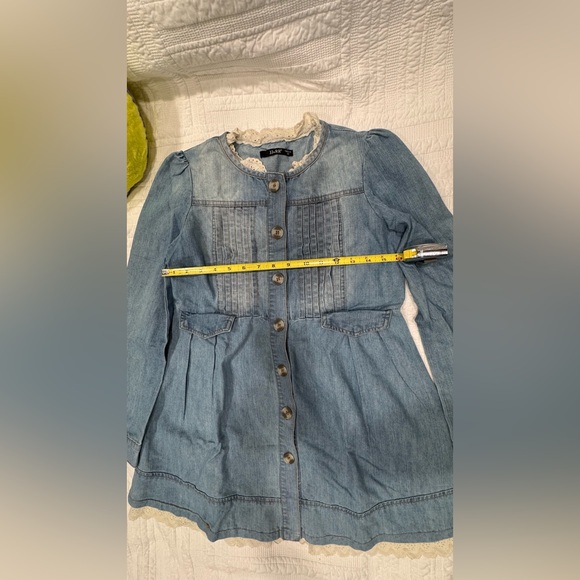 Blue Casual Long Sleeve Bib Collar Dress - Picture 12 of 14